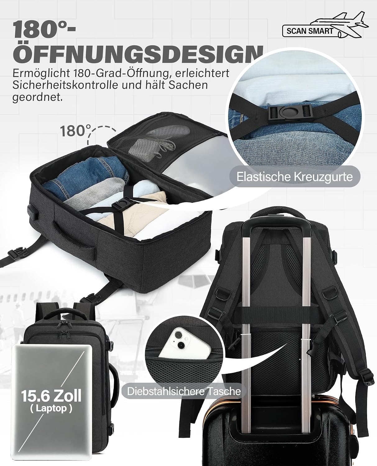 Thumbnail 5 de VANKEV Laptop-Rucksack 45x36x20 cm