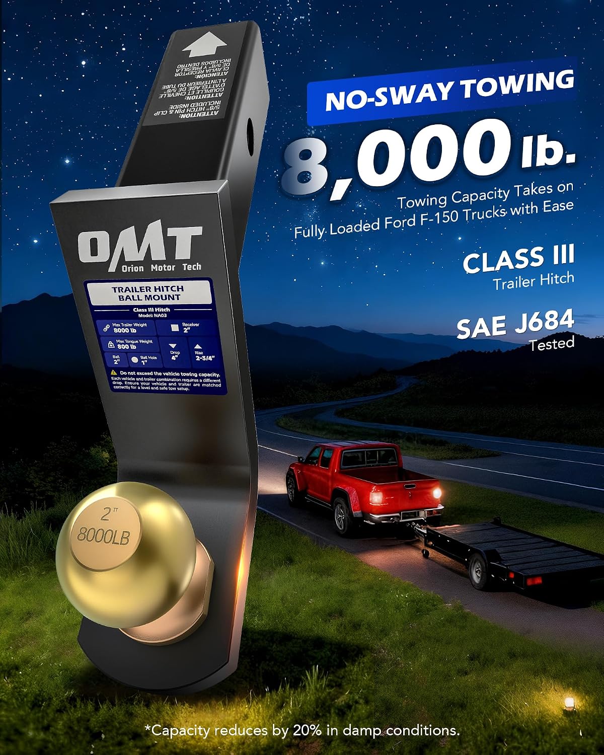 Detalle 1 de Orion Motor Tech Trailer Ball Mount 8000 lb