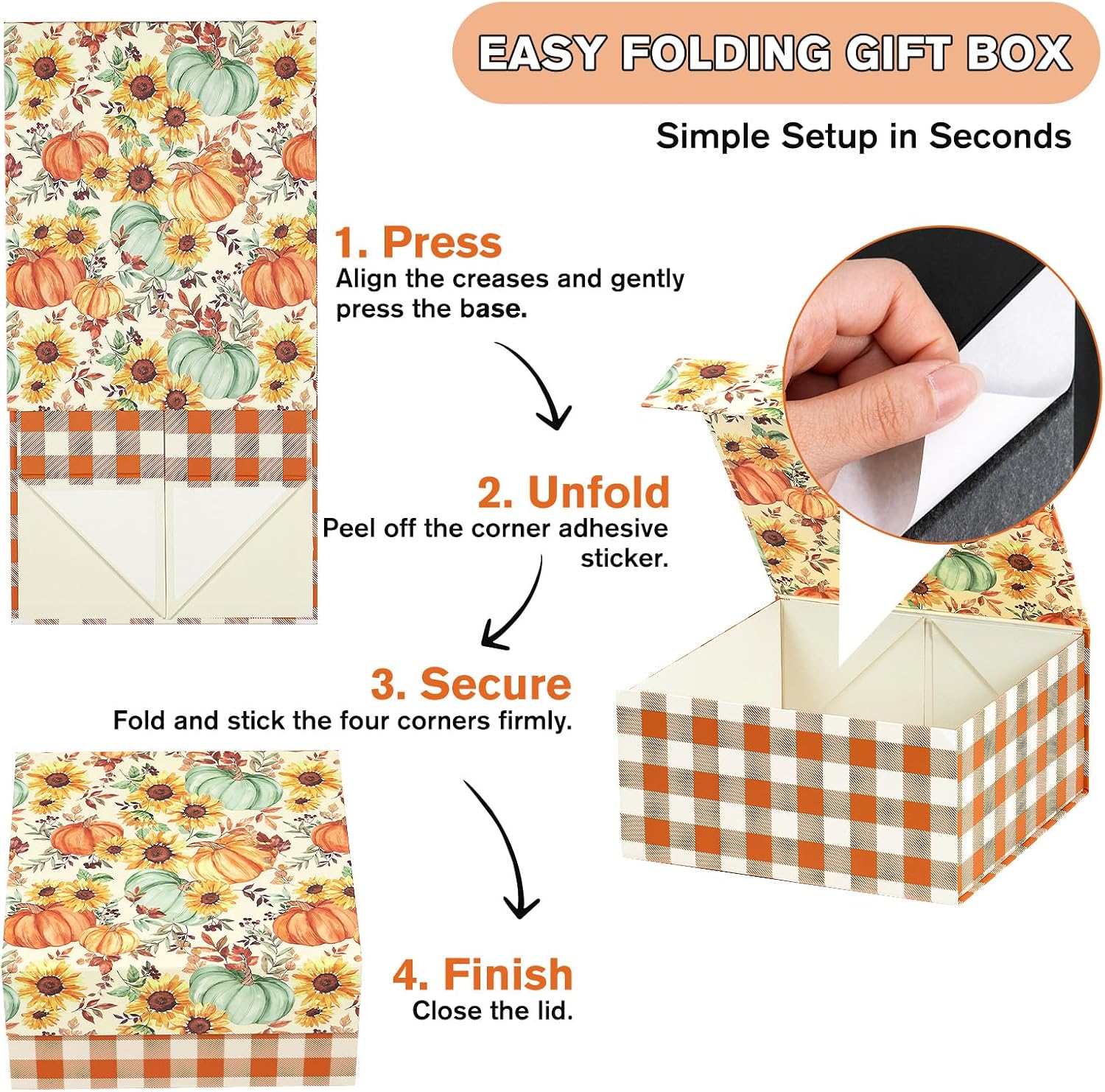 Detalle de RUSPEPA Fall Gift Box, 8 x 8 x 4 Inches