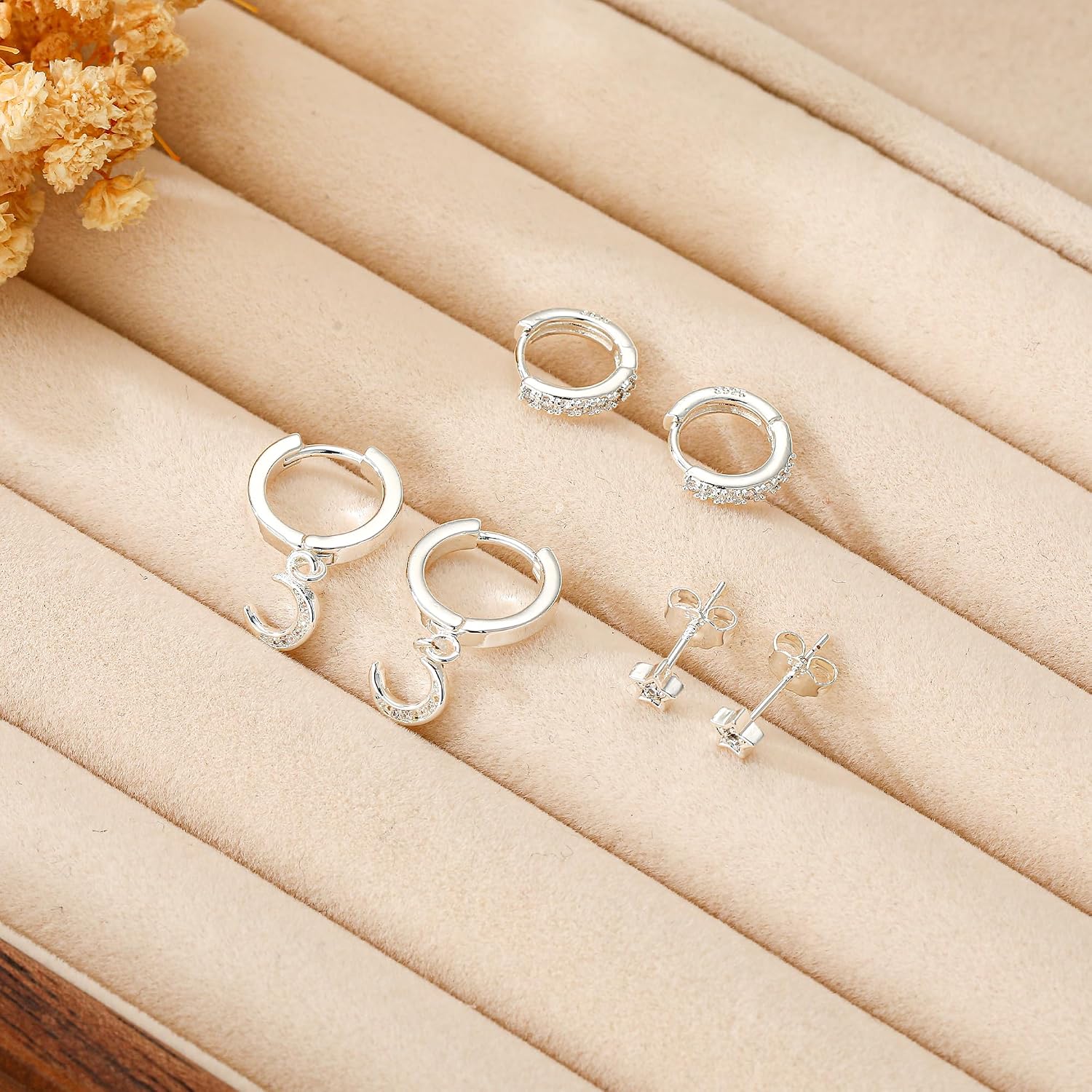 Detalle de Halora 3 Paar Ohrringe Silber 925 Set 9–10mm