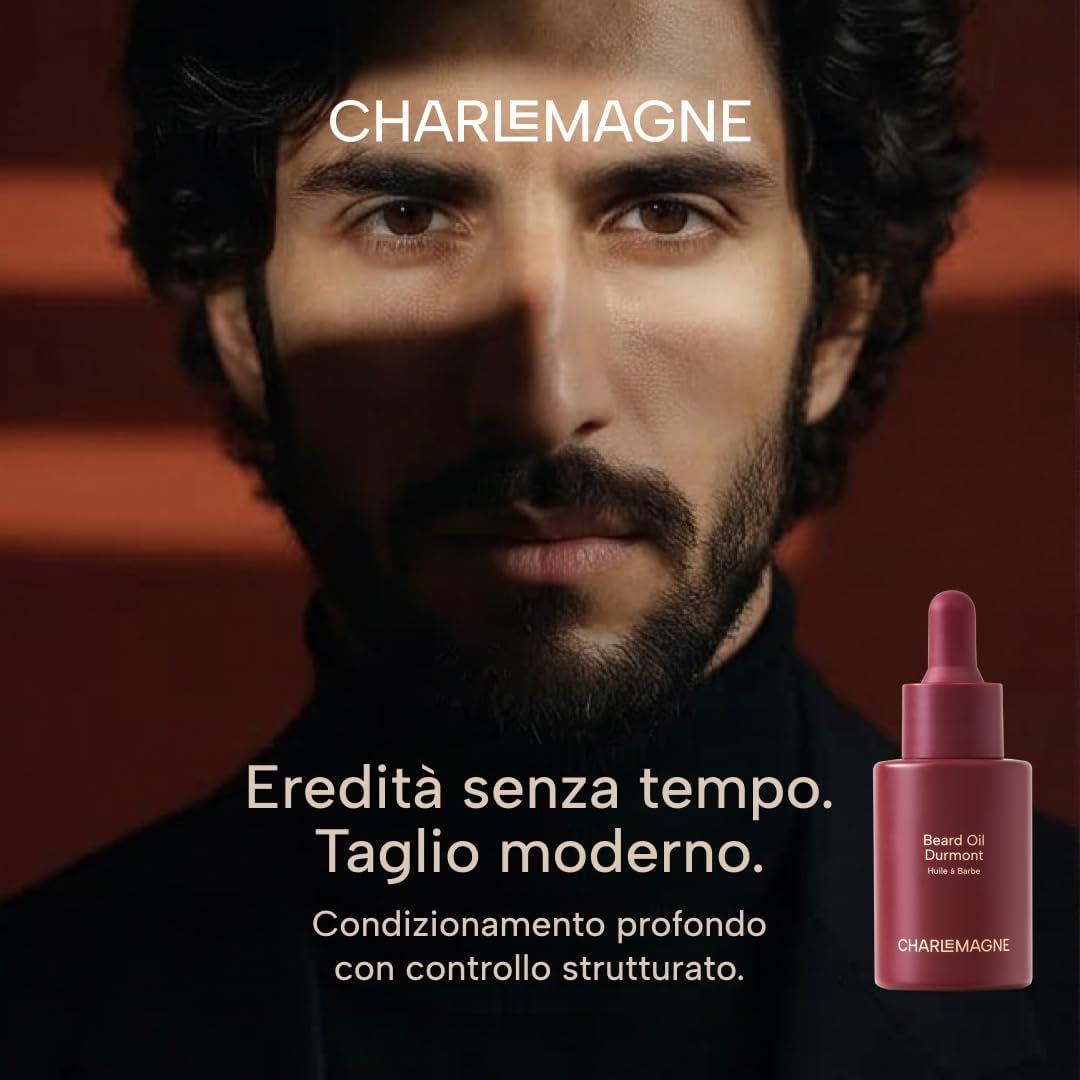 Detalle 2 de Charlemagne Olio Barba per Uomo – Durmont, 30 ml: olio di barba premium per idratare e ammorbidire