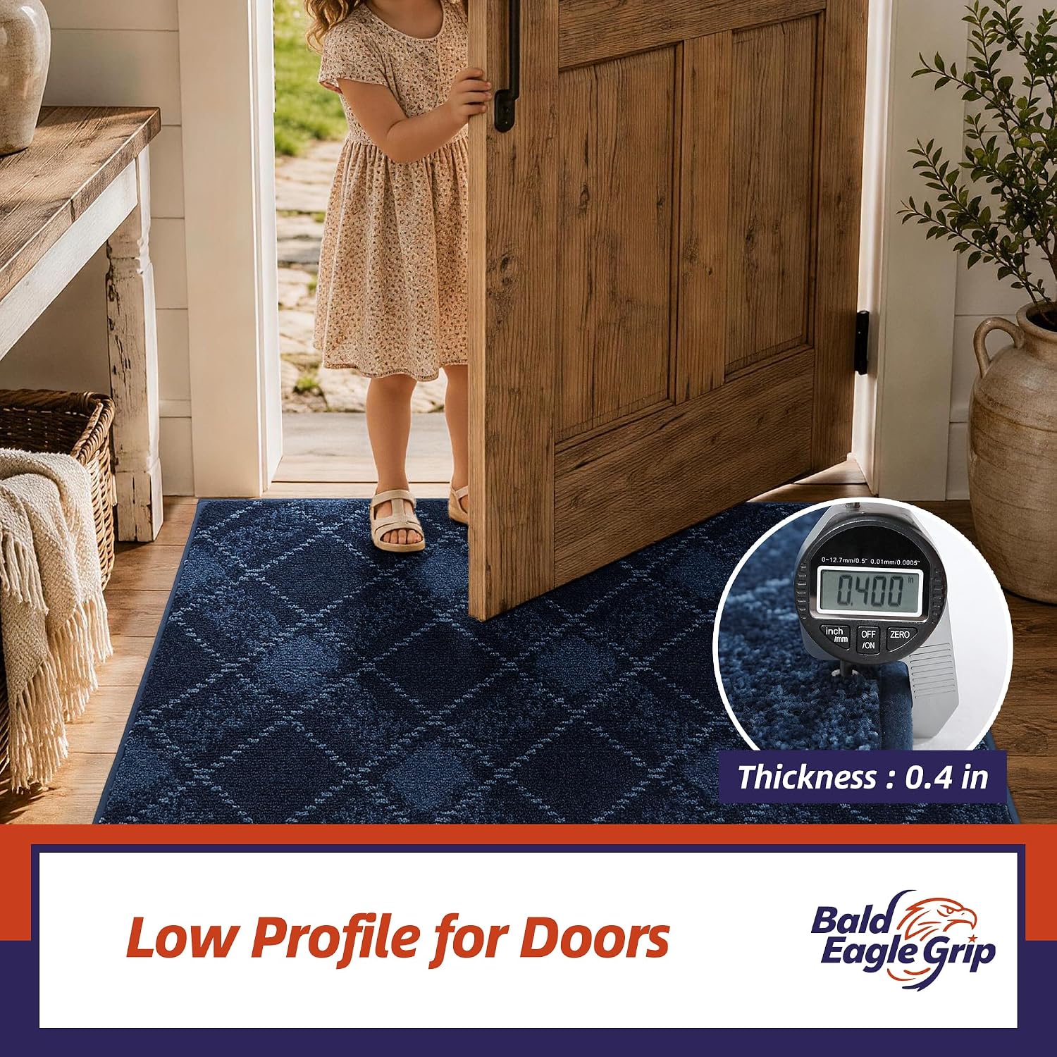 Thumbnail 3 de Bald Eagle Grip BALDHMT088BL2048 Indoor Door Mat, 20 x 48, Blue
