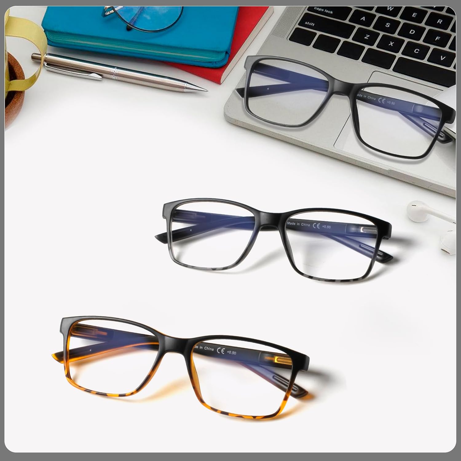 Detalle de Kerecsen 3 Pack Reading Glasses for Men with Blue Light Blocking and Spring Hinge