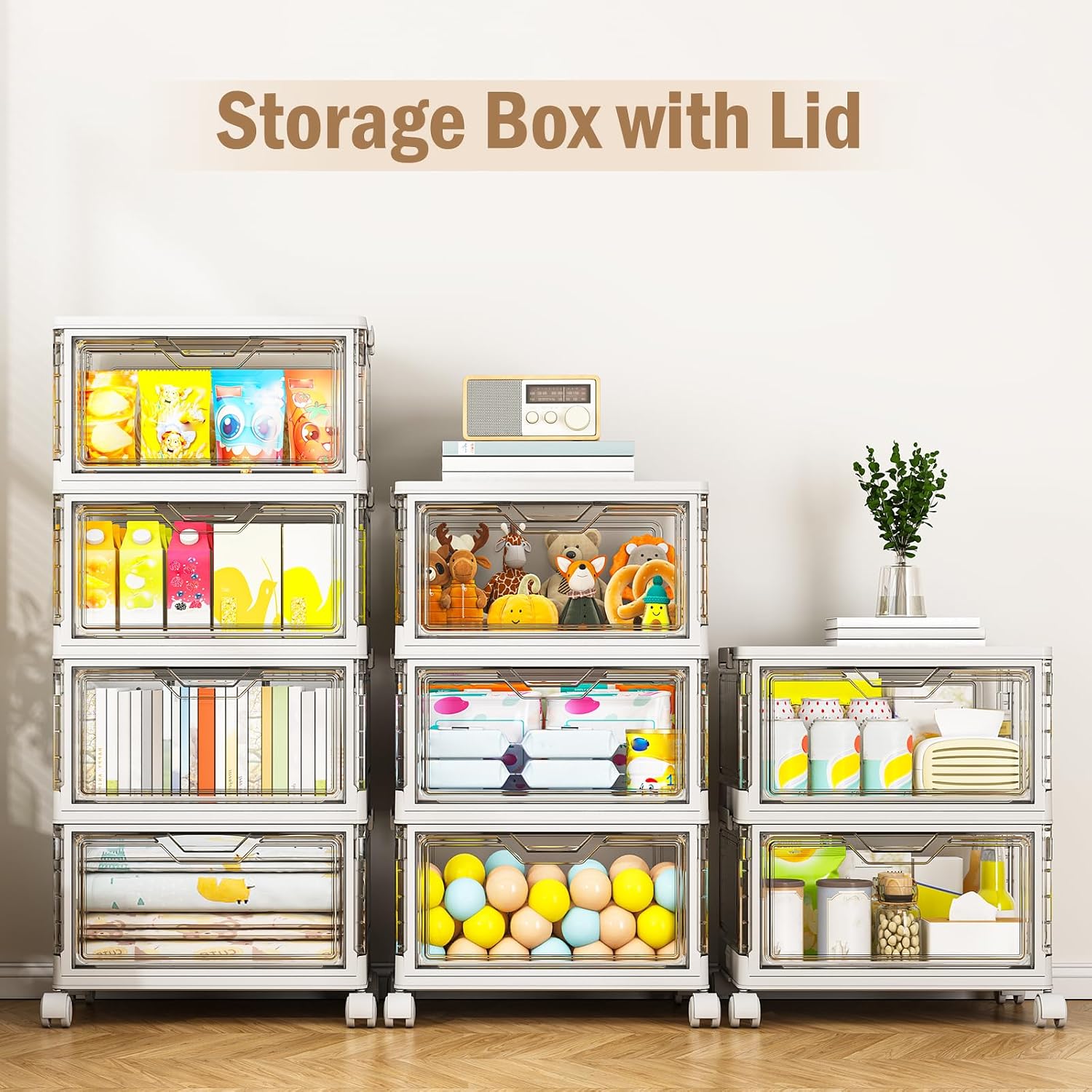 Thumbnail 5 de Kmiectse Sb-001 4-Tier Clear Storage Bins with Magnetic Front Door