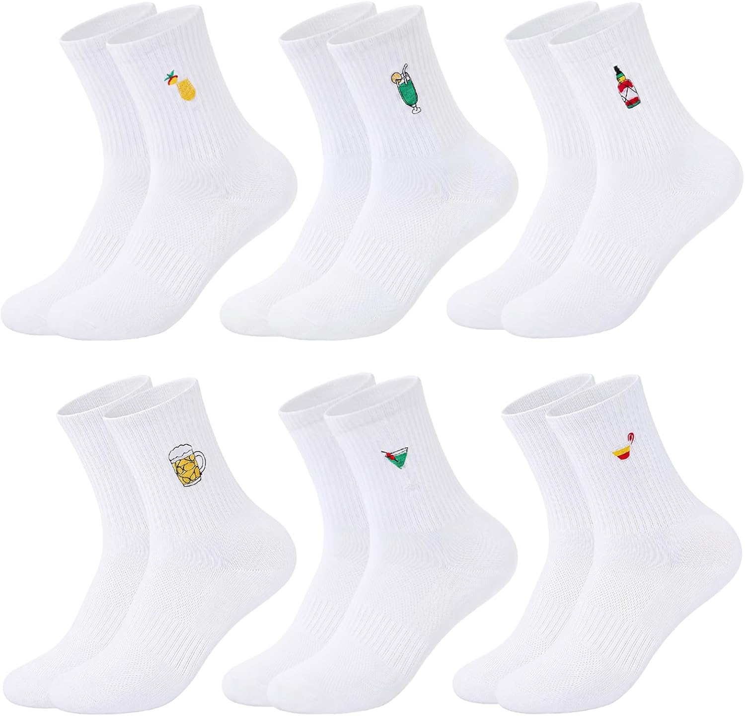 Detalle de Briyat 5 paia di calzini sportivi da donna: comfort traspirante con cuore e motivi fruttati