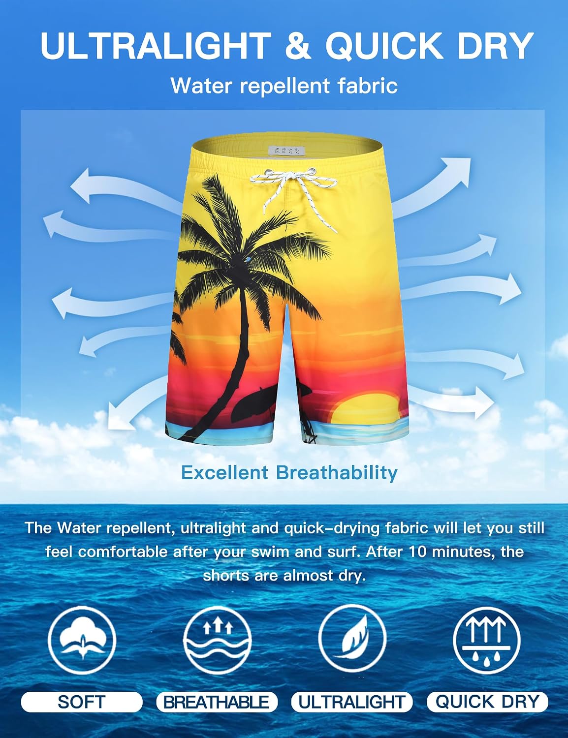Thumbnail 4 de APTRO Men's 9" Swim Trunks with Mesh Lining, Quick-Dry Lightweight Shorts