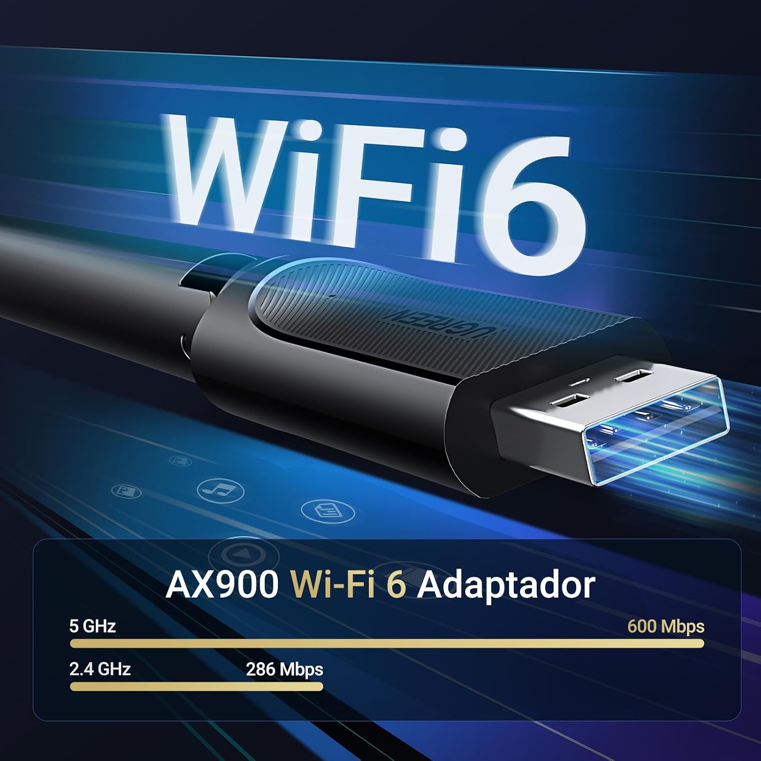 Detalle 2 de UGREEN AX900 Antenna WiFi 6 USB Dual Band