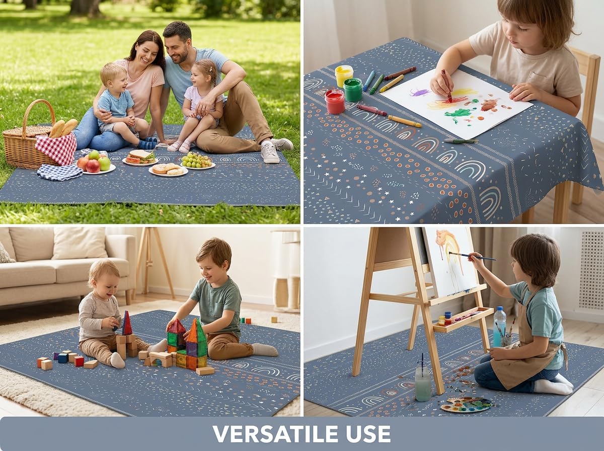 Thumbnail 6 de WOMUMON Splat Mat 130x130cm Waterproof Non-Slip for High Chair, Arts & Crafts