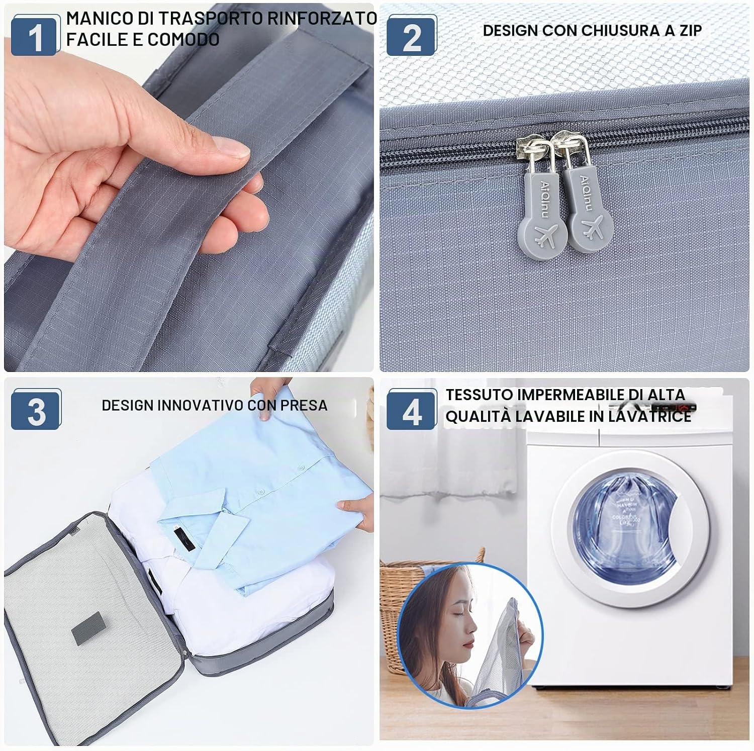 Thumbnail 3 de AiQInu Organizer Valigie 7 Pezzi set waterproof per viaggio (cubi, tasche e borsa scarpe)