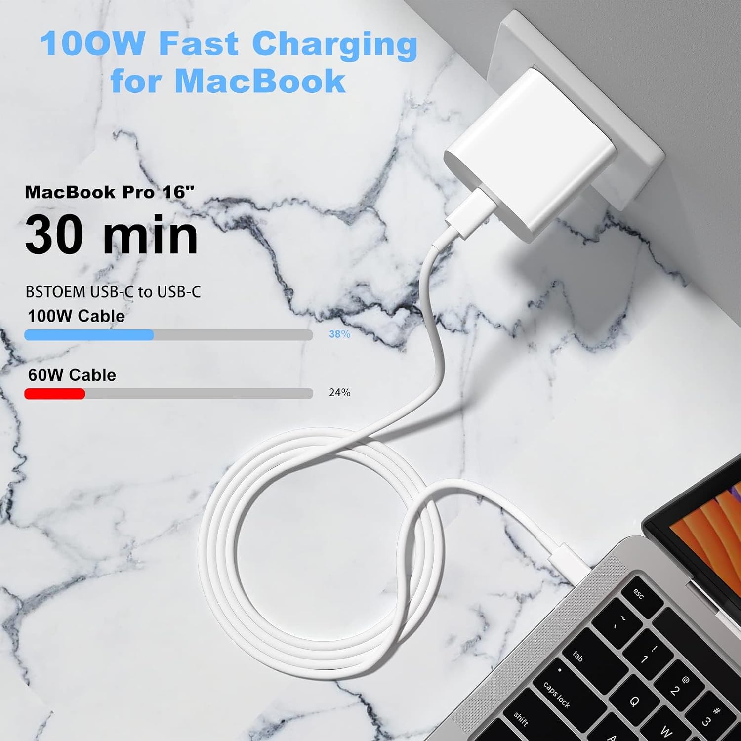 Thumbnail 4 de Apple USB‑C to USB‑C 10ft 100W Fast Charger Cable