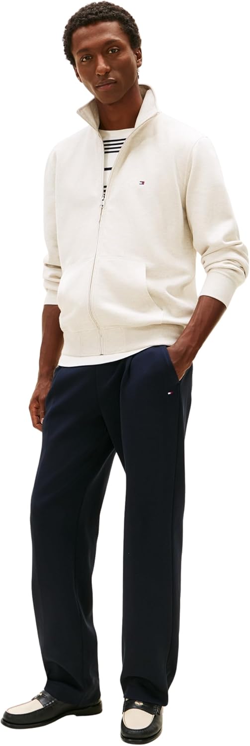 Detalle de Tommy Hilfiger men’s Essential fleece stand-collar zip-through sweatshirt