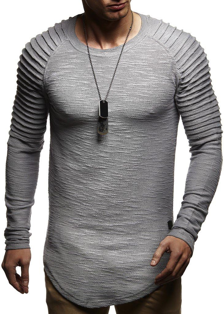 Detalle de Leif Nelson LN-8310: Maglione da Uomo Girocollo in Felpa, comfort everyday