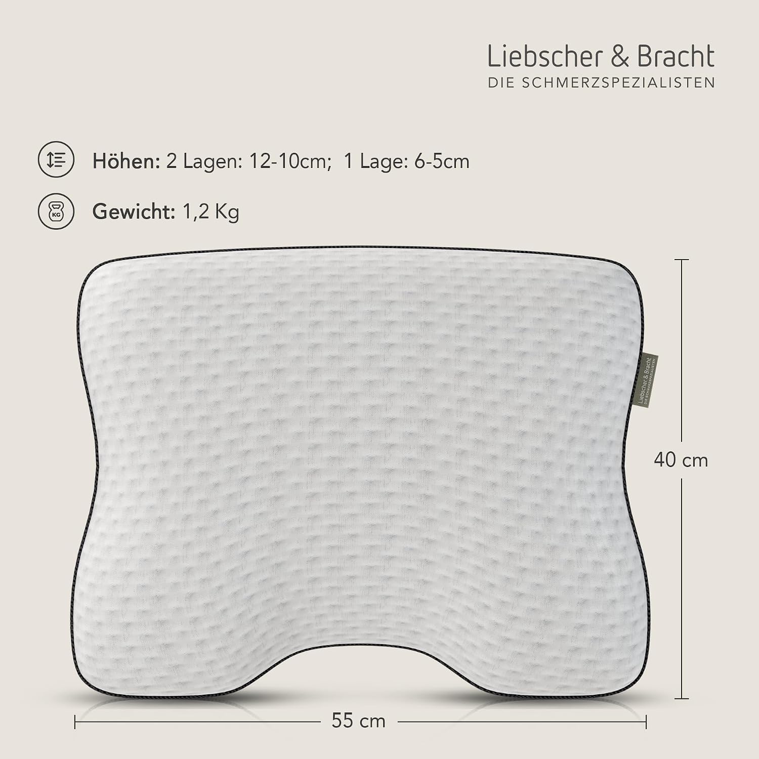 Thumbnail 6 de Liebscher & Bracht Nackenstützkissen orthopädisch 40x55 cm – höhenverstellbar, mittelfest bis fest, atmungsaktiv & waschbar