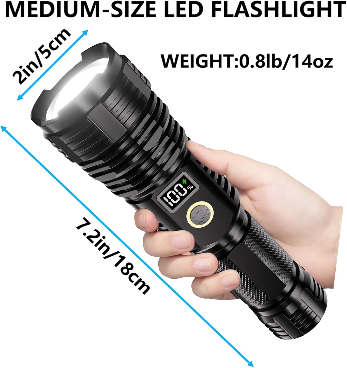 Thumbnail 5 de CHILDBOT Y1915C Rechargeable LED Flashlight with LCD and Adjustable Focus