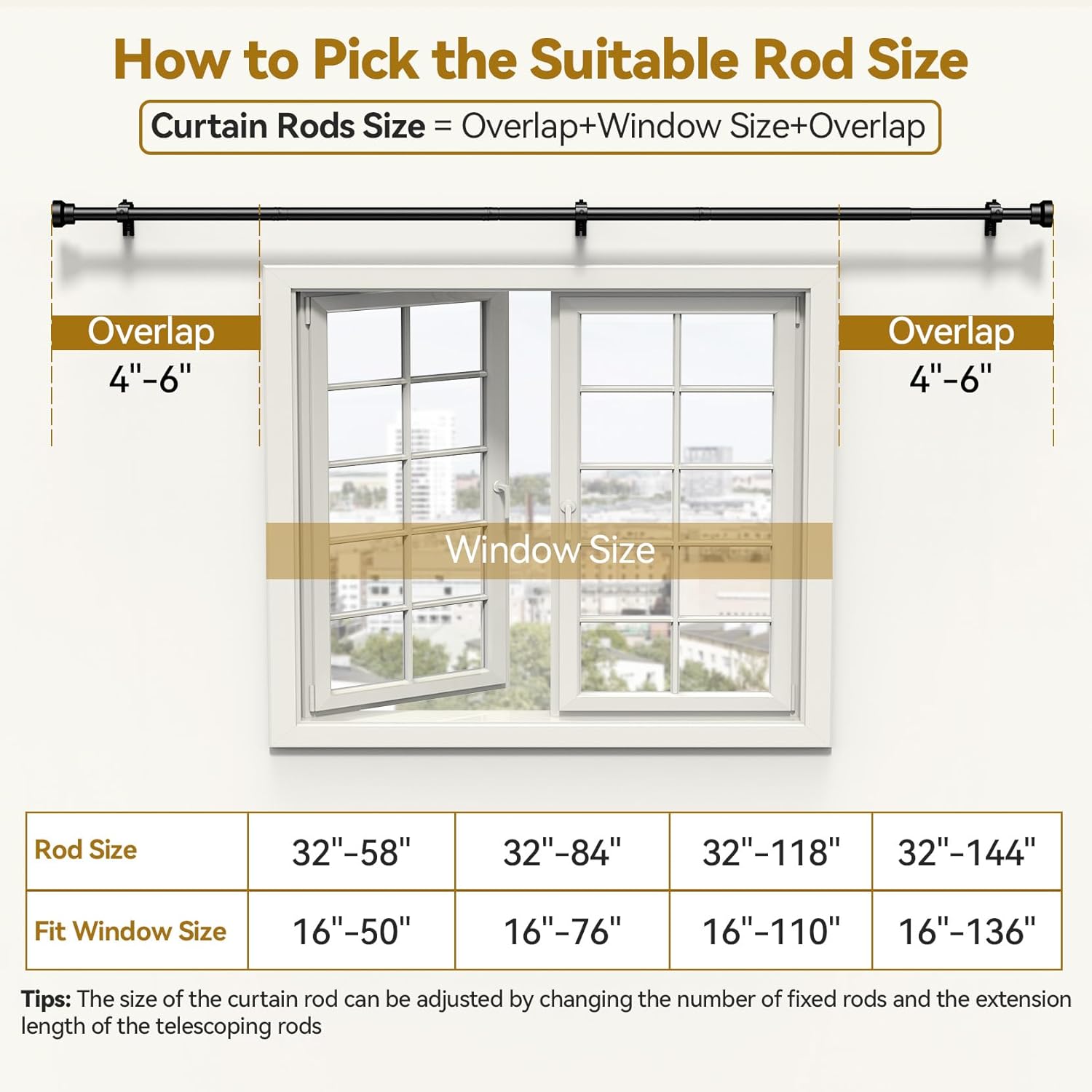 Thumbnail 5 de Yafex 32-144 Inch Curtain Rod