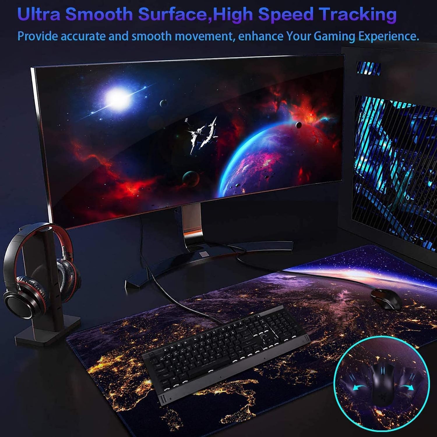 Thumbnail 3 de Abetcabe Gaming Mouse Pad Extended XXL (800 x 400 mm) – Gold-City Light