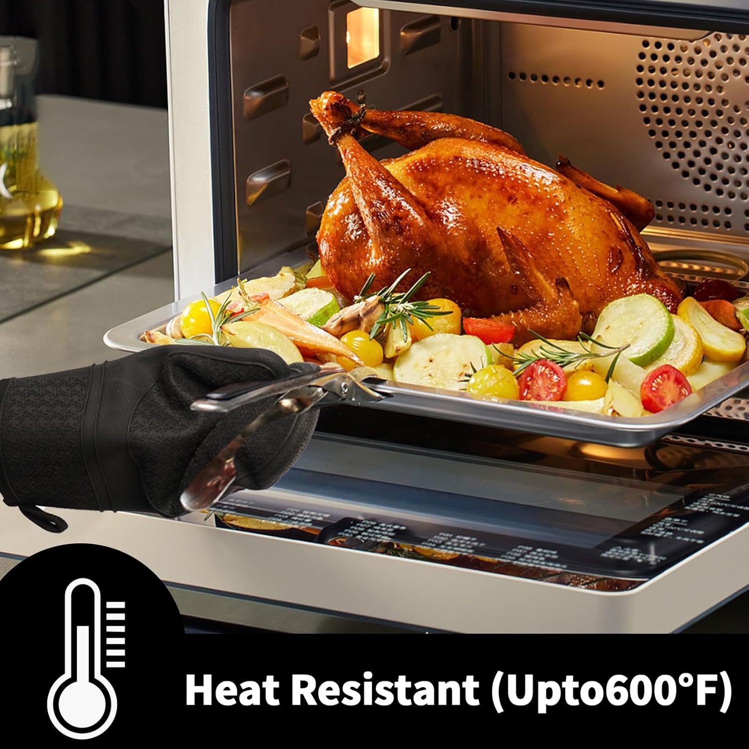 Thumbnail 4 de MEETOZ Silicone Oven Mitts, 600° heat