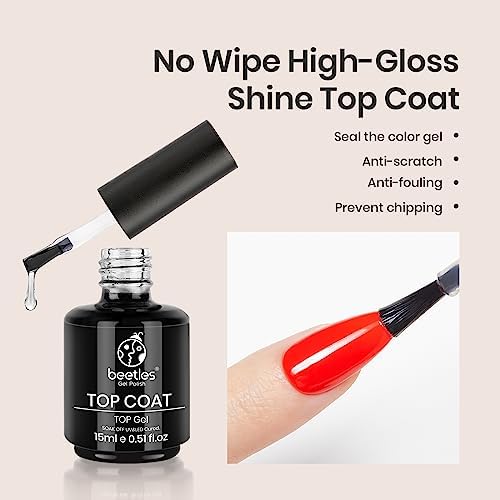 Detalle de Beetles TBM001 Milky White Gel Nail Polish Set with Base and No-Wipe Top Coat