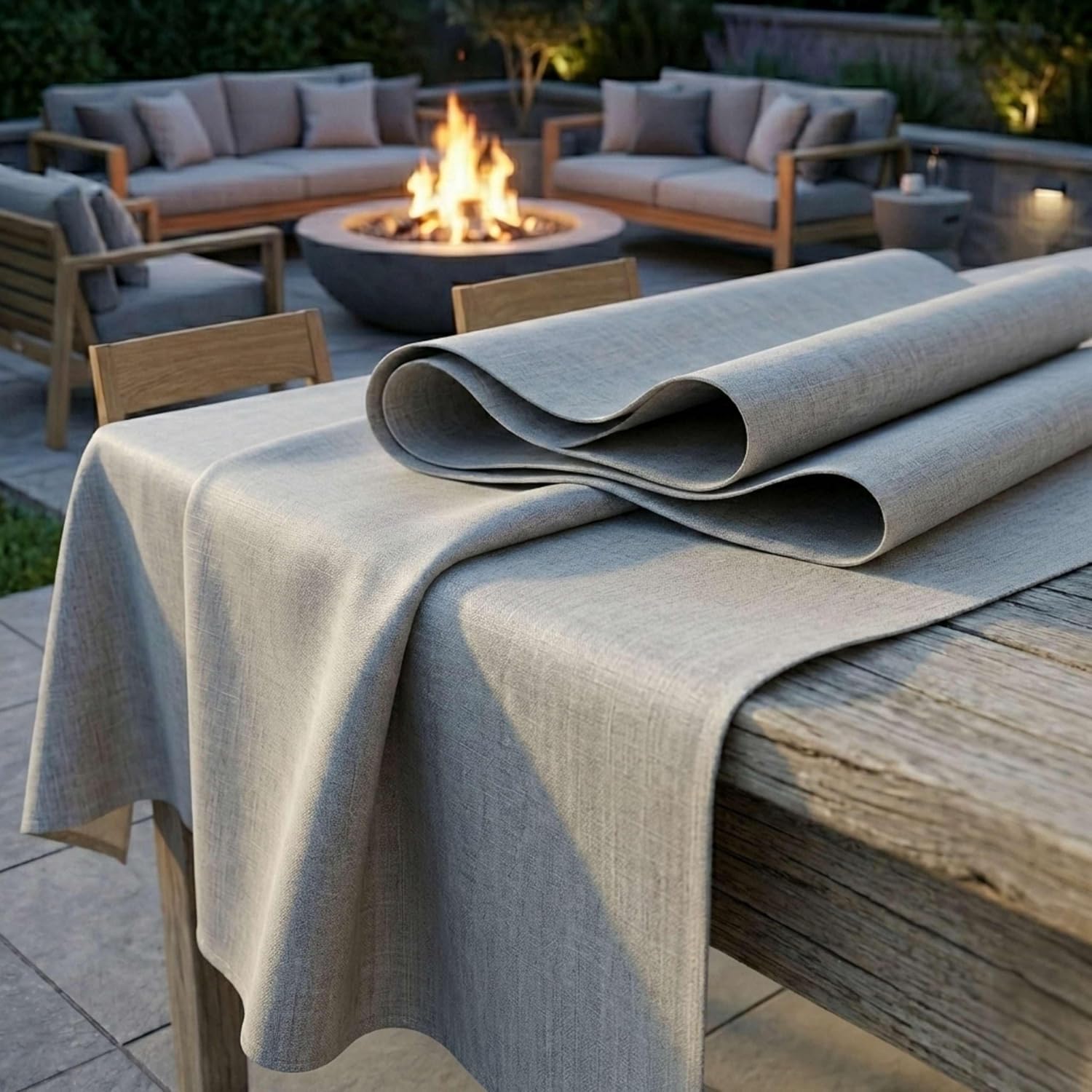 Thumbnail 4 de Artwelt Wachstuchtischdecke abwaschbar aus PVC für Outdoor & Balkon (220×140 cm, Silver Grey)