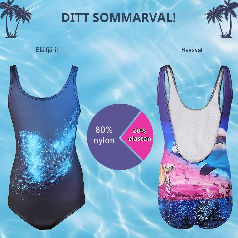 Detalle de OSDUE flickbaddräkt i ett stycke, 80 % nylon och 20 % elastan