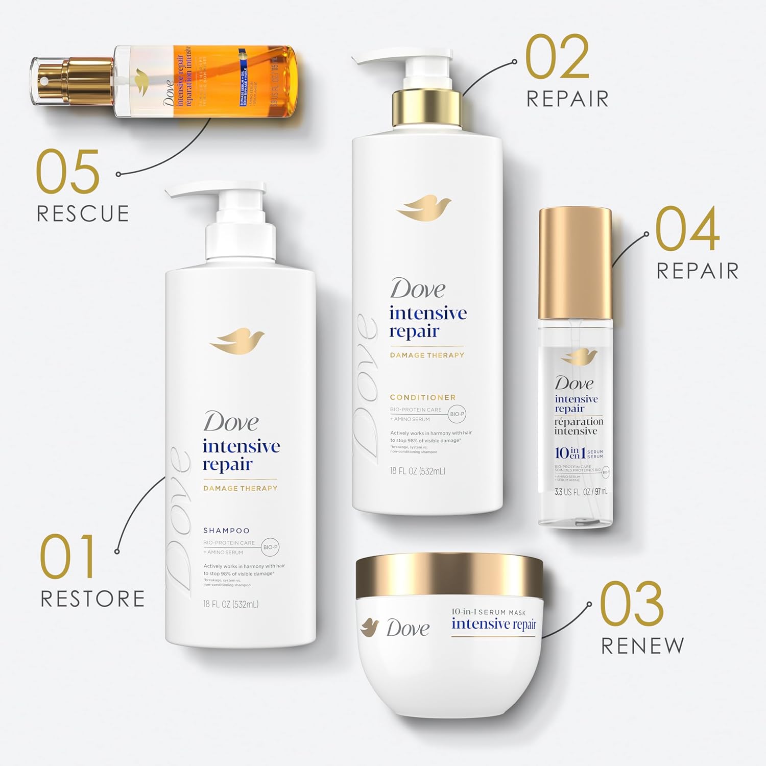 Thumbnail 6 de Dove Hair Intensive Repair 10in1 Serum Mask for Damaged Hair (Bio-Protein Care) — 9.2 fl oz