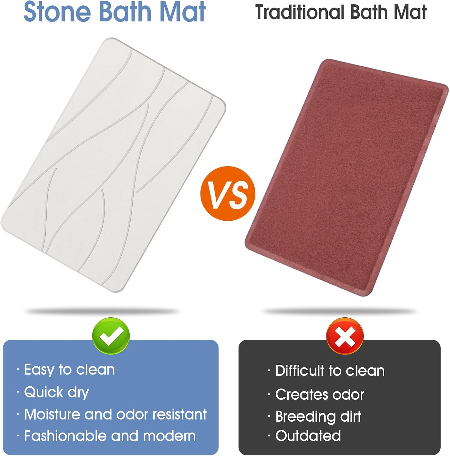 Thumbnail 5 de Veeloim Stone Bath Mat 23.6" Diatomaceous Earth