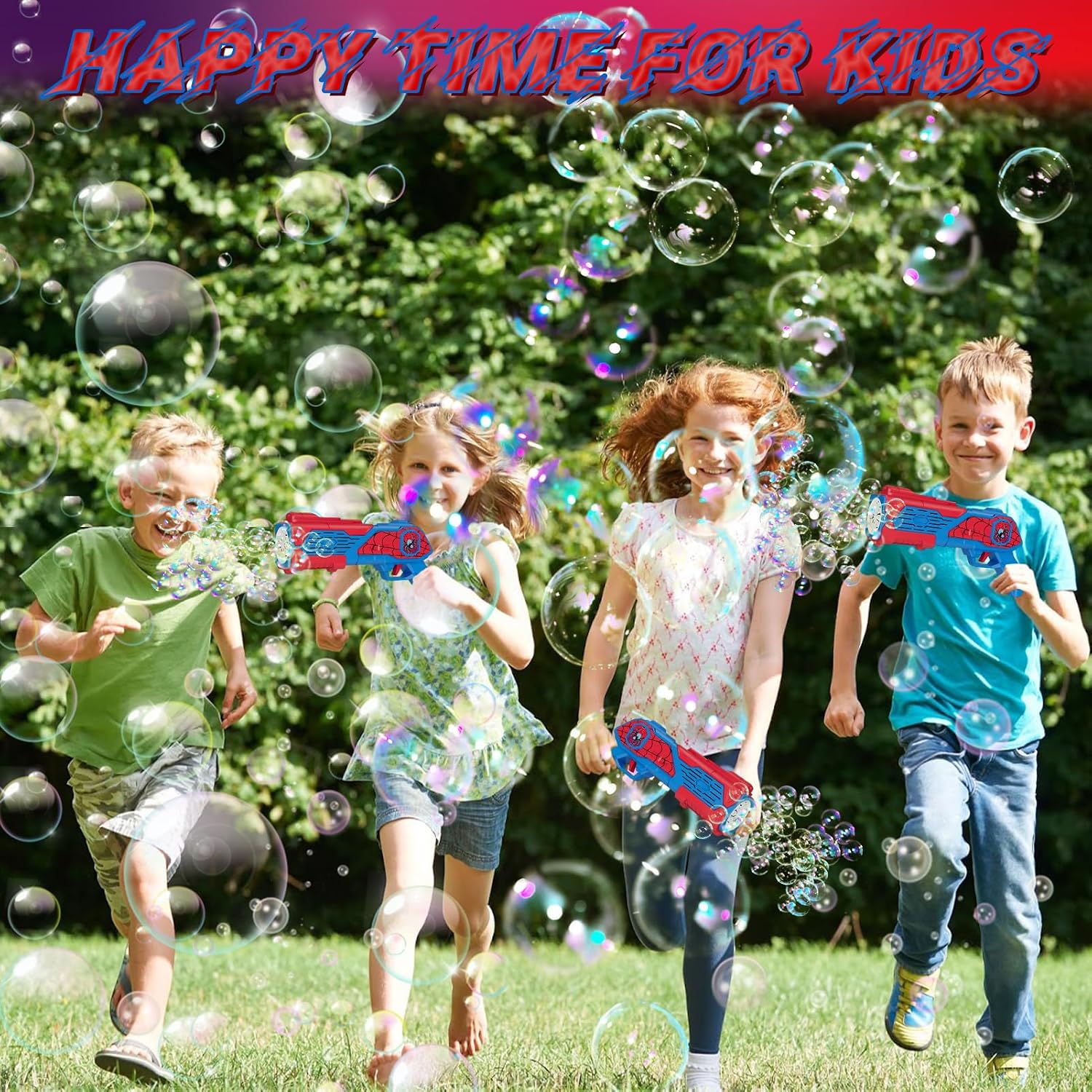 Detalle de Amiabling Bubble Gun for Kids: 12 Nozzles, 10,000+ Bubbles Per Minute with LED Light