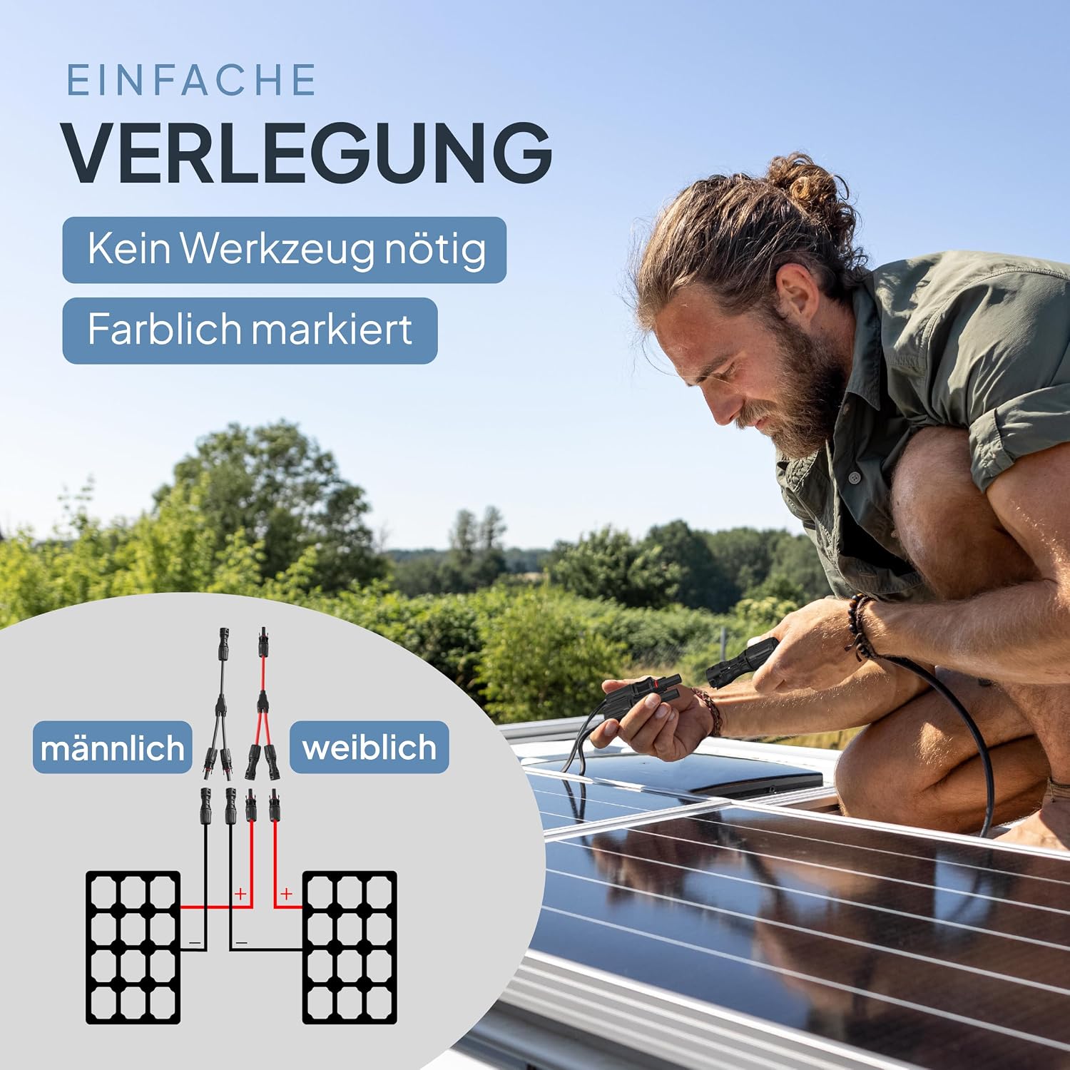 Detalle de 2x Y-Stecker 6 mm² mit MC4 für Solarkabel – Y-Kabel Verteiler 2 auf 1, wasserdicht IP67