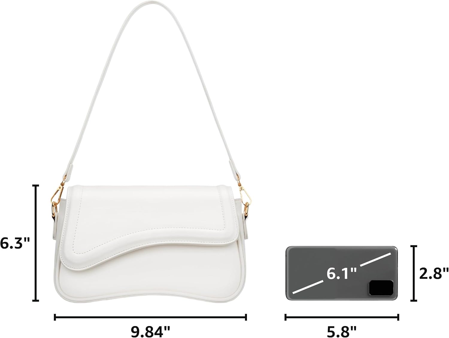 Thumbnail 2 de KKXIU Small Shoulder Bag for Women (Convertible Clutch/Hobo Underarm Purse)