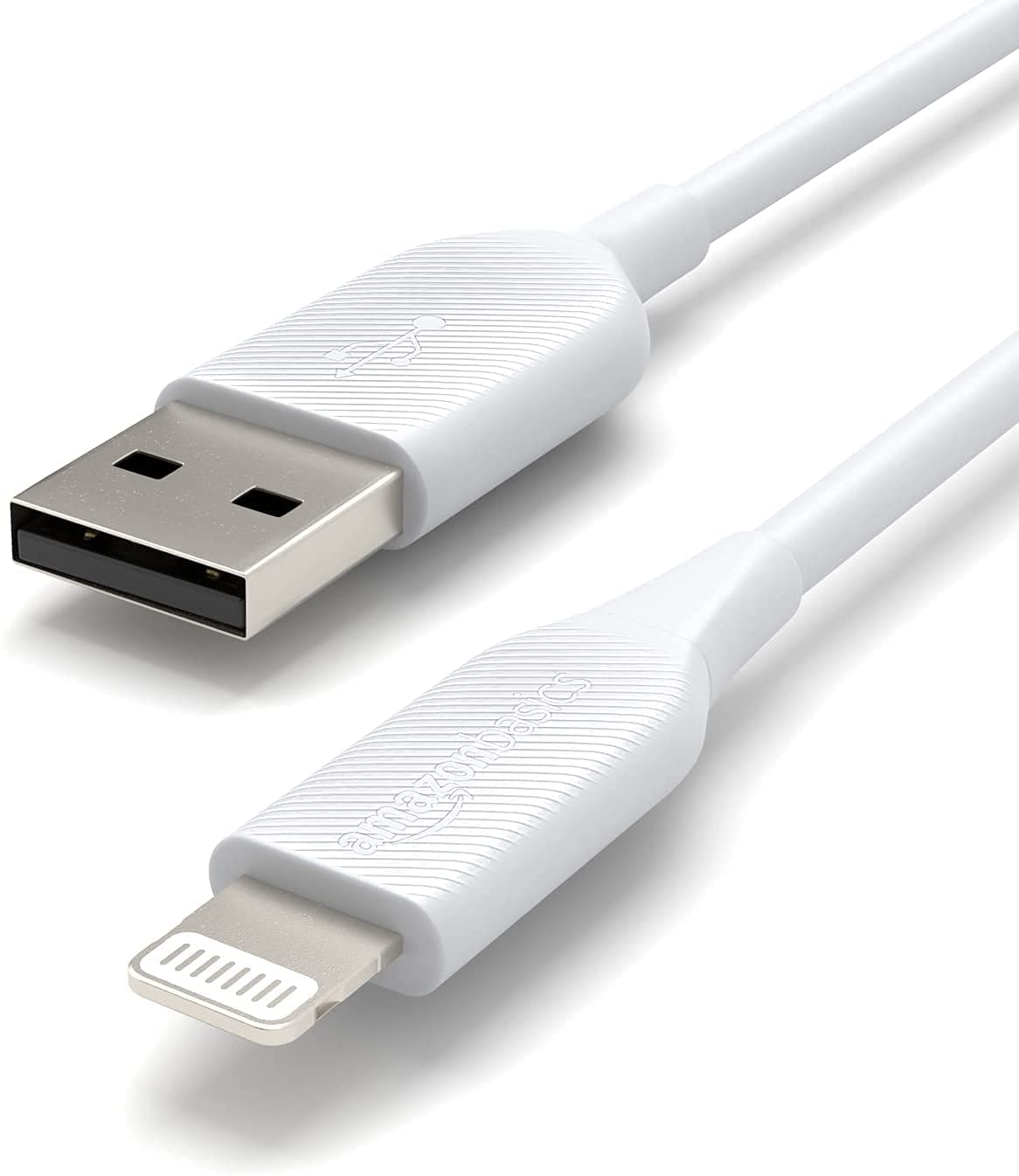 Detalle de Amazon Basics USB-A to Lightning ABS Charger Cable – 0.9 m, Pack of 2, MFi Certified
