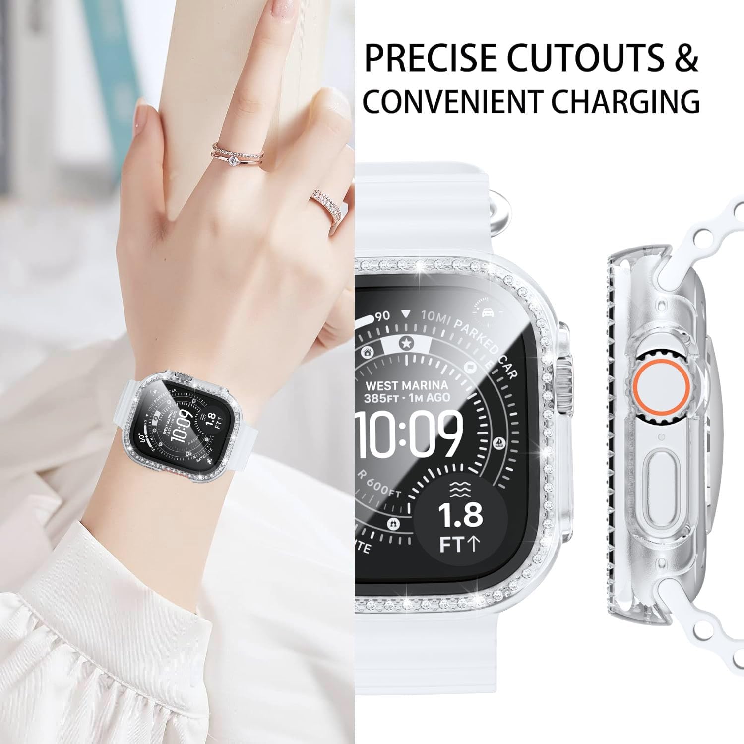 Detalle de 4 Pack Bling Case for Apple Watch Ultra 3 / Ultra 2 / Ultra 49mm – Diamond Rhinestone Protective Covers