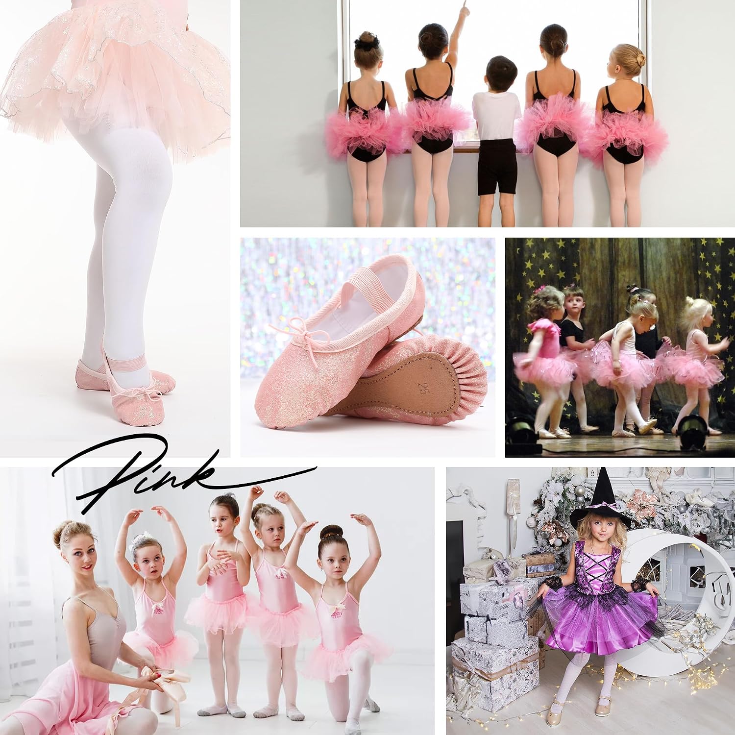 Detalle de Girls’ Glitter Ballet Shoes – Leather Full Sole Ballet Slippers (Full Sole Dance Flats)