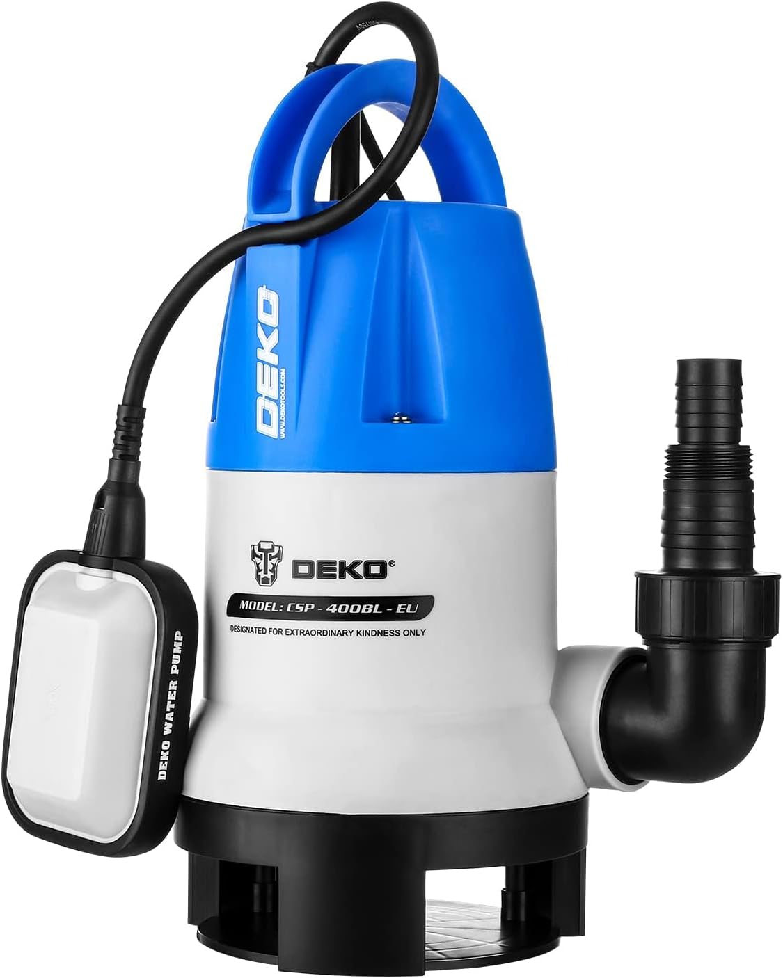 DEKO Pompa sommergibile portatile 400W 8000 L/h con galleggiante—scarico per vasca, piscina e laghetto