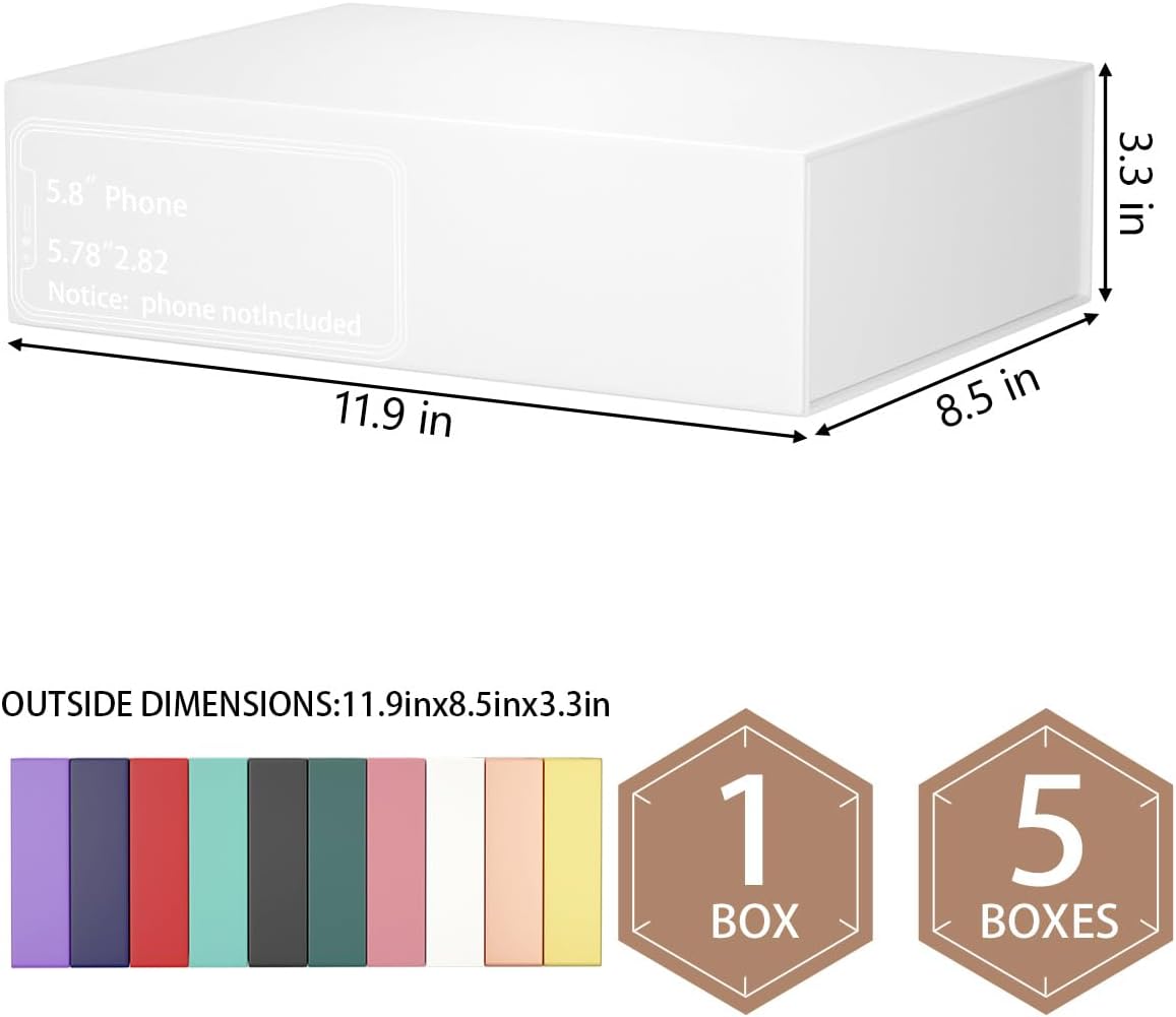 Detalle 2 de ROSTELACK White Magnetic Gift Boxes, 5-Pack, 11.9" x 8.5" x 3.3