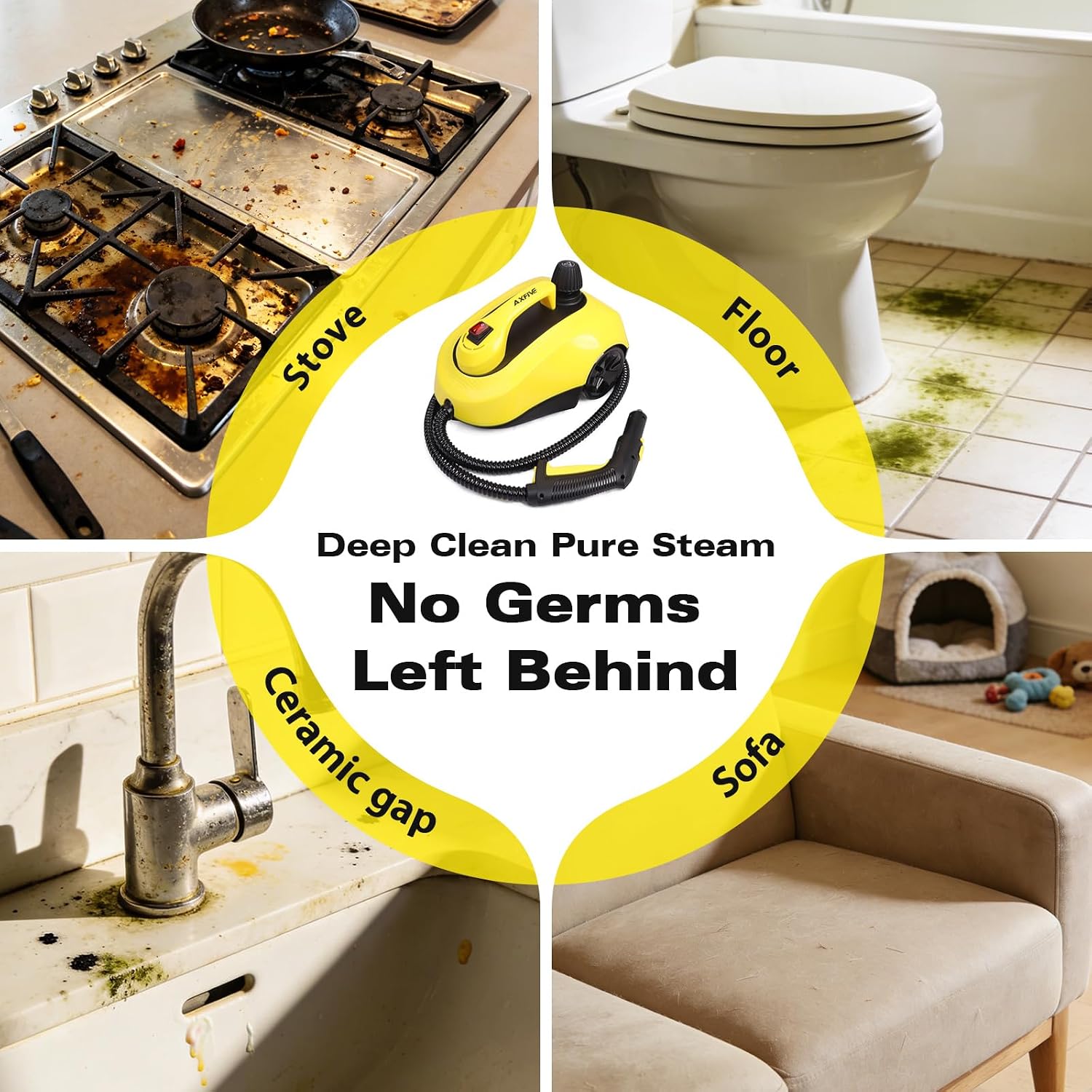 Thumbnail 5 de AXFIVE Steam Cleaner with 26 Accessories: 5 m Cord, 50-Minute Steam Cleaning for Floors, Tiles, Upholstery