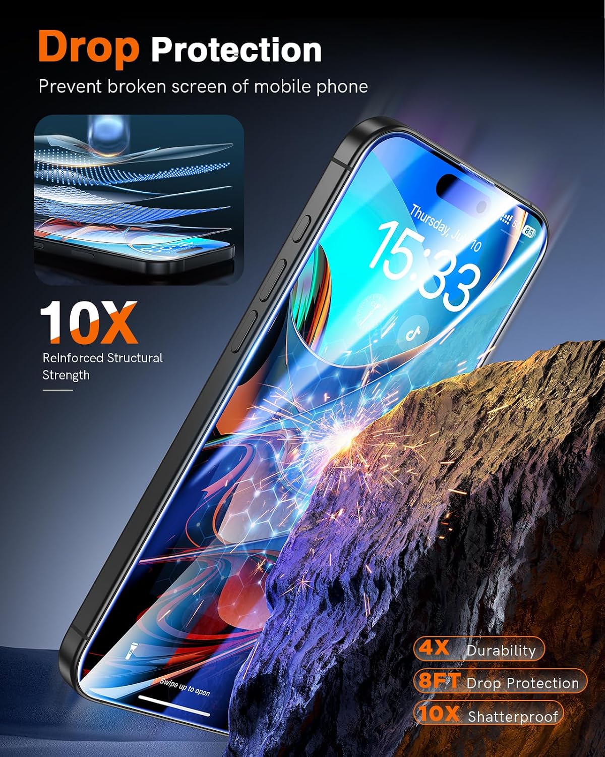 Detalle de LK 2 Pack for iPhone 16 Screen Protector – 9H+ Tempered Glass with Auto Dust Removal