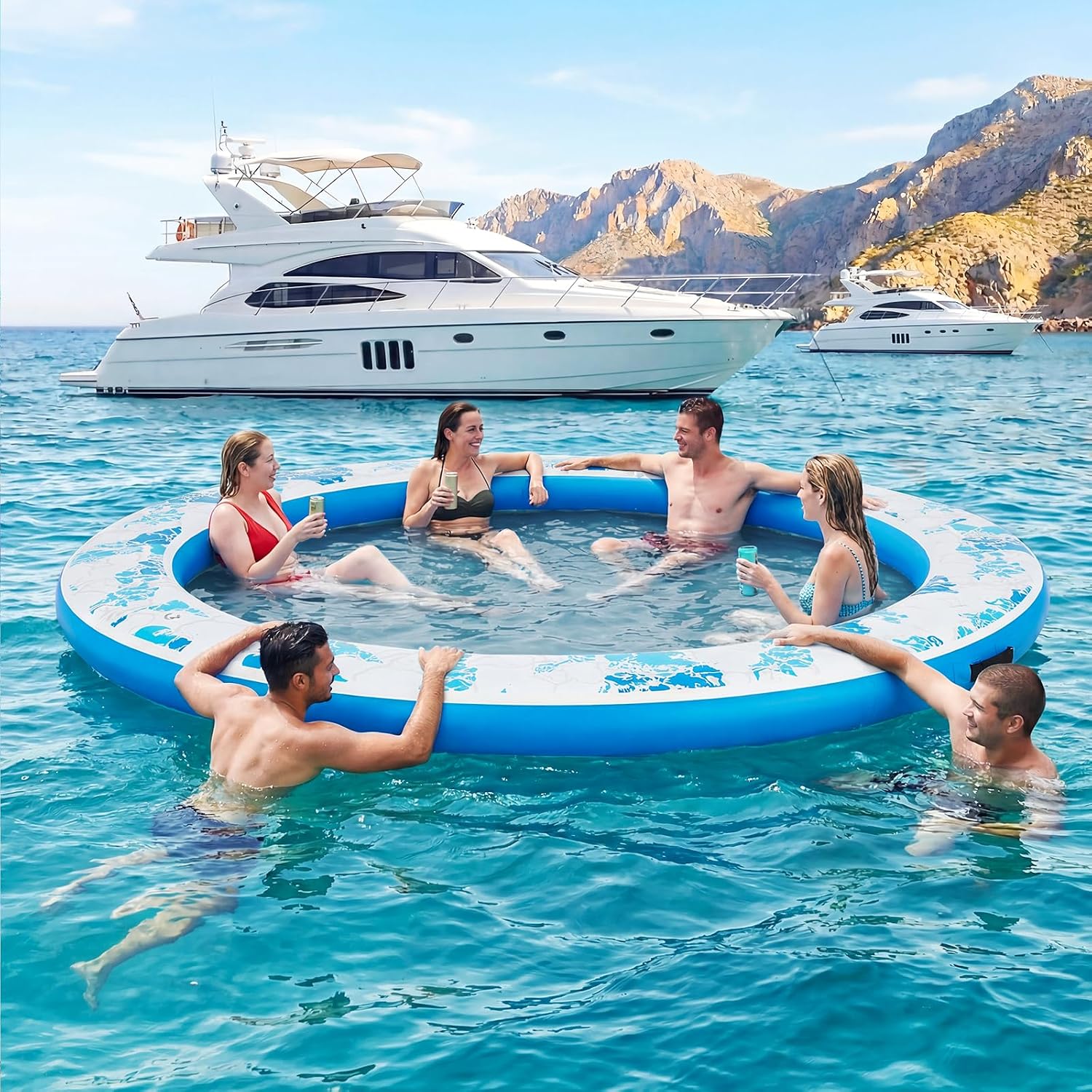 Thumbnail 6 de Danrelax 6-12FT Round Inflatable Floating Dock with Sunchill Float Ring