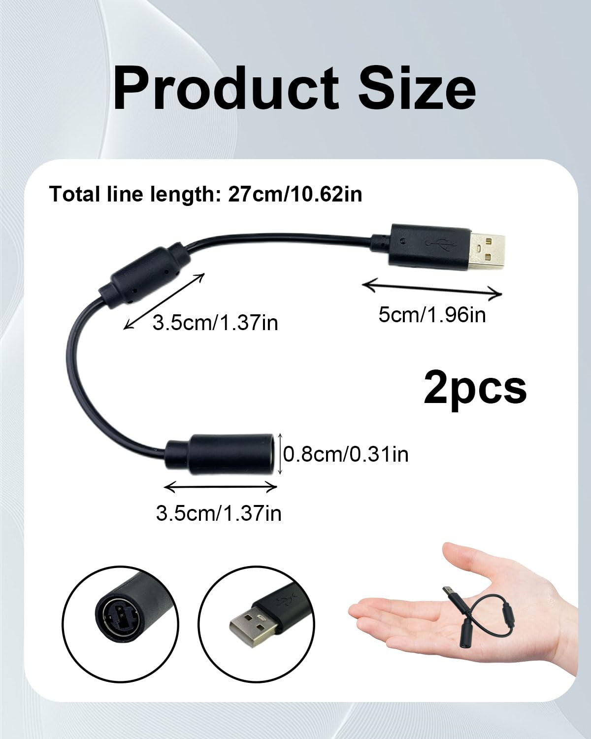 Thumbnail 5 de SEYUGOPTI 2-Pack USB Breakaway Cable for Xbox One/Series X|S, Xbox 360 & PC