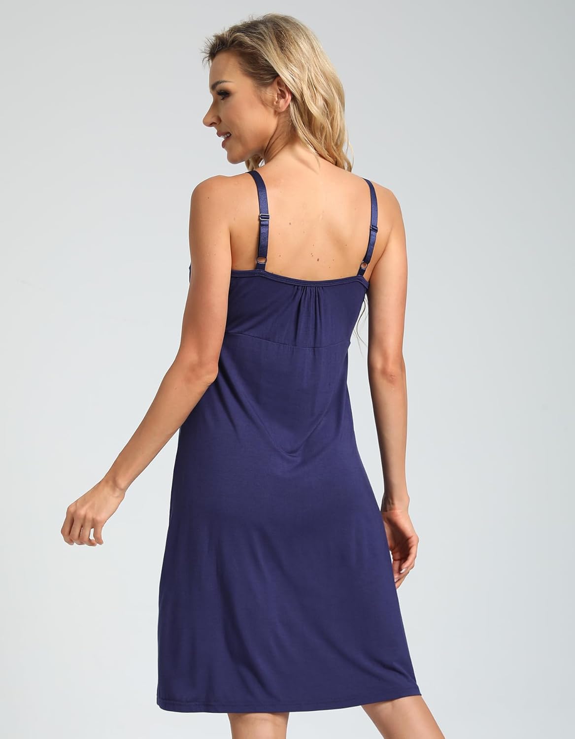 Thumbnail 3 de Sosolism Chemise de nuit d’allaitement été avec bretelles clip et tire-lait, et coussinets