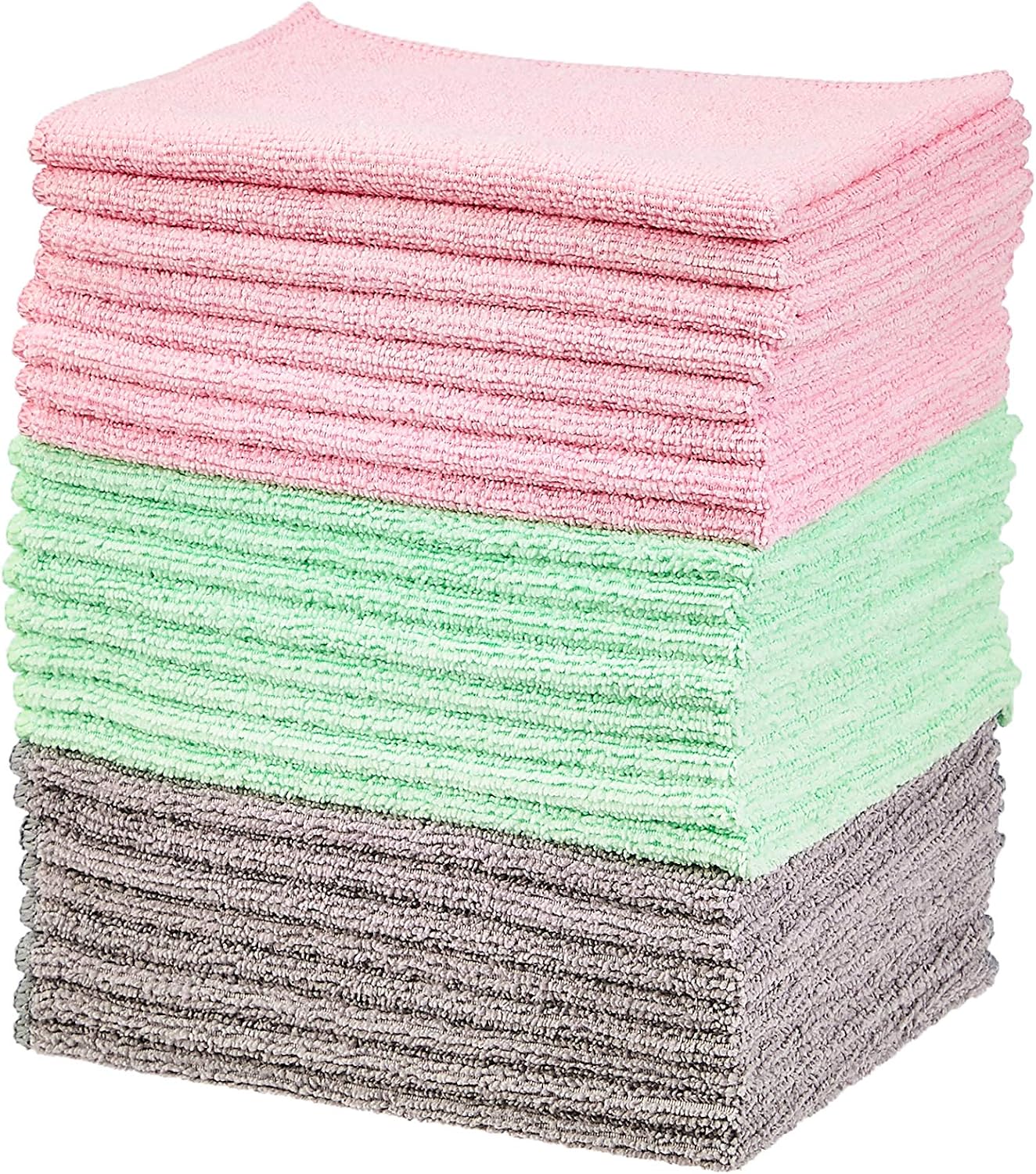 Detalle 2 de Amazonベーシック CW190449 マイクロファイバークリーニングクロス 24枚 40×30cm 3色