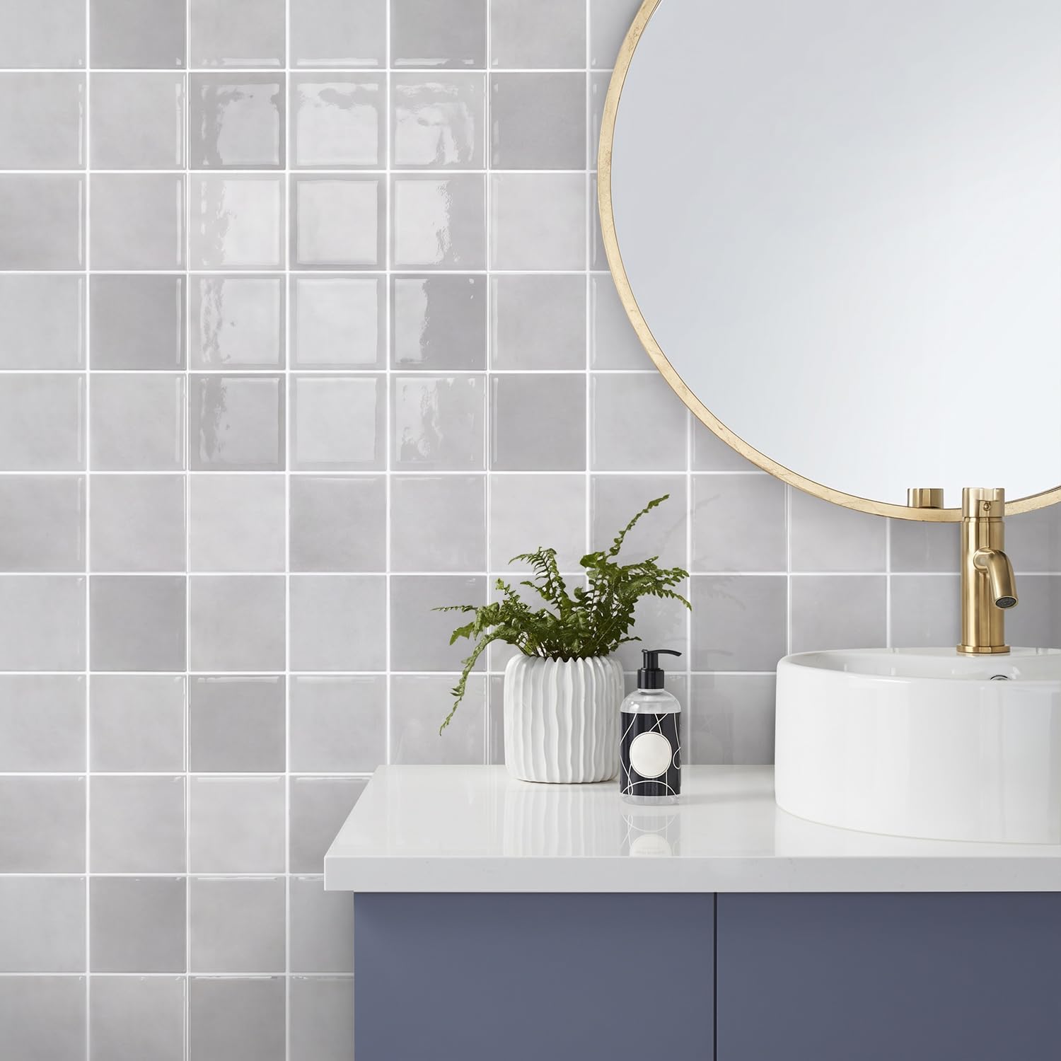 Detalle de COMSTICKC Square-006-Thicker-Modern spatwandtegels, lichtgrijs, 10 stuks