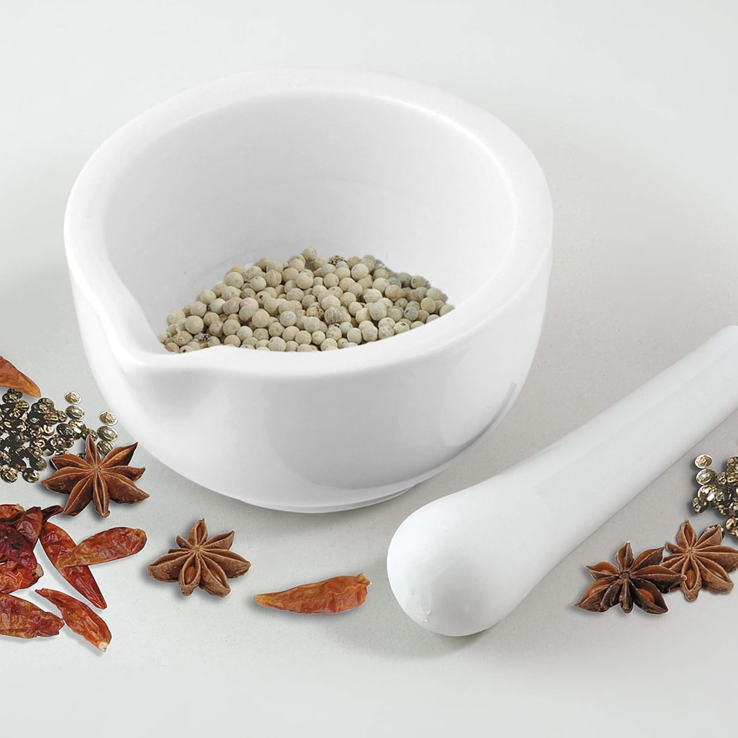 Thumbnail 4 de Fackelmann Mortero de Cerámica Blanco para Especias y Aliños 🥄