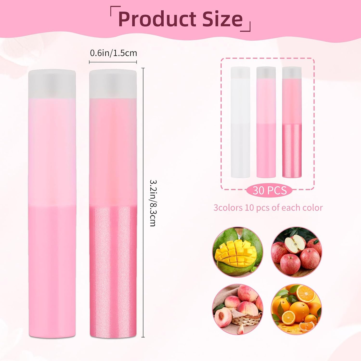 Thumbnail 1 de Ktxaby 30Pcs Empty Lip Balm Tubes with Decorative Stickers – 4g Refillable Twist-Up Containers (Pink)