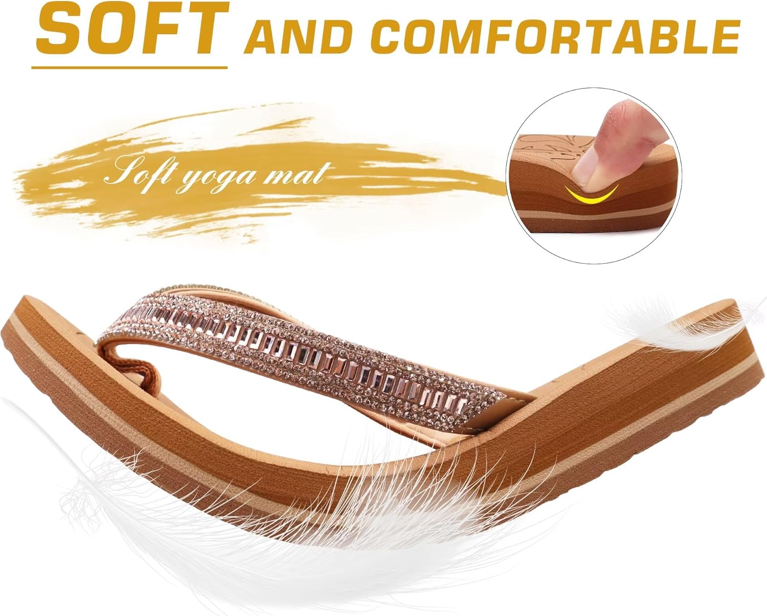 Thumbnail 6 de ONCAI Damen Zehentrenner Flip Flops mit Glitter – Komfort und Stil für Sommer, Indoors/Outdoors (Größen 36–43 EU)