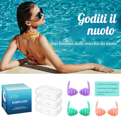 Thumbnail 6 de Tappi per le orecchie per nuoto FNGXX – 3 paia in silicone riutilizzabili, antiscivolo