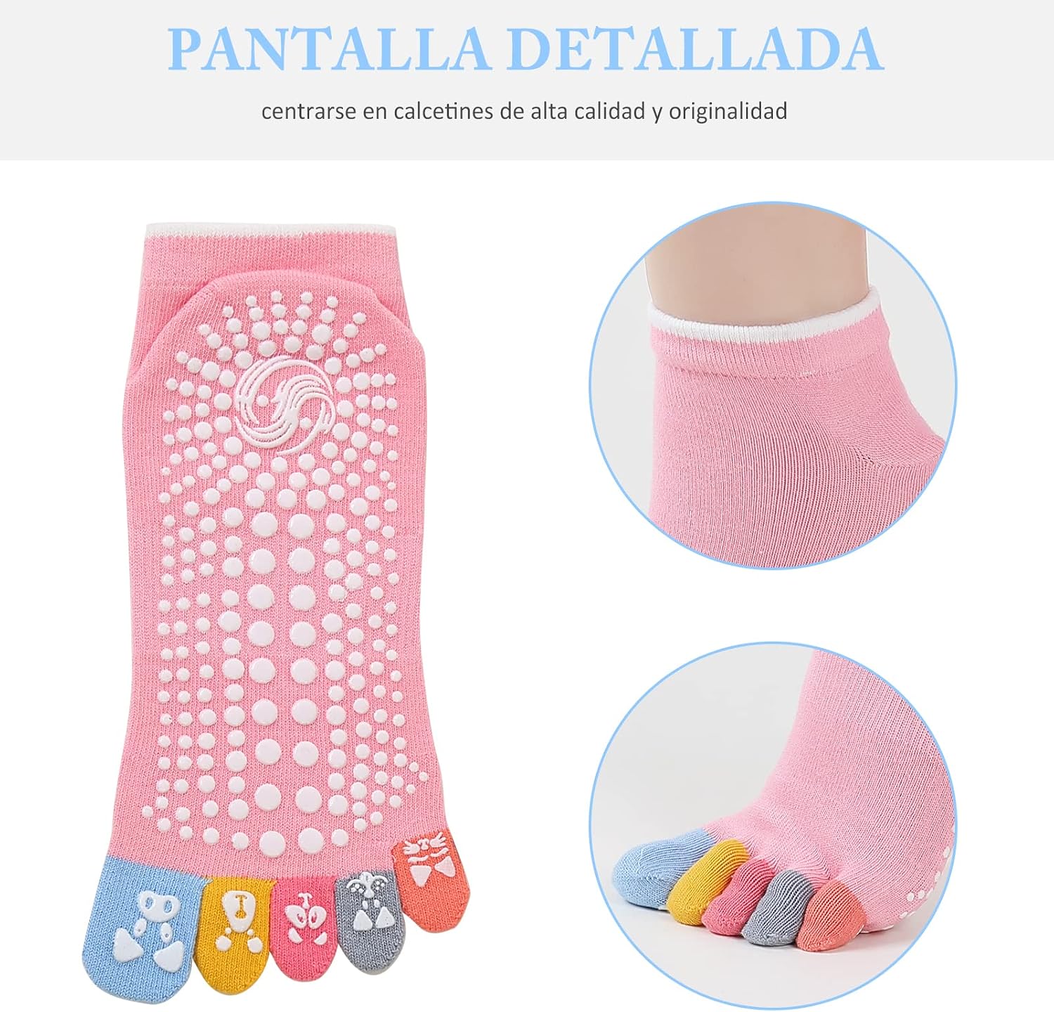Detalle 2 de PUTUO Calcetines de Yoga con Dedos 3 pares