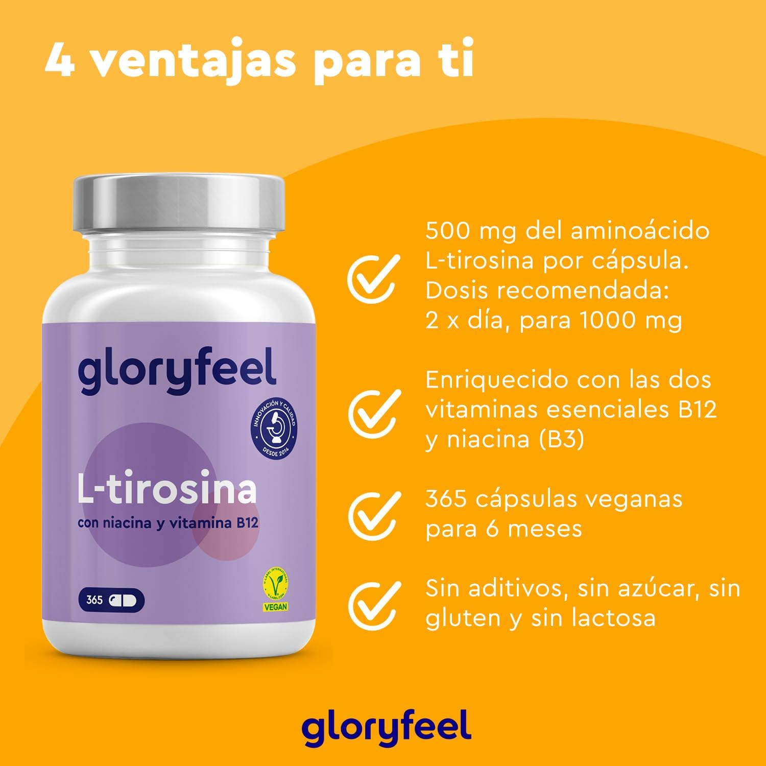 Thumbnail 1 de L-Tirosina 365 Cápsulas - Energía y bienestar mental 💪