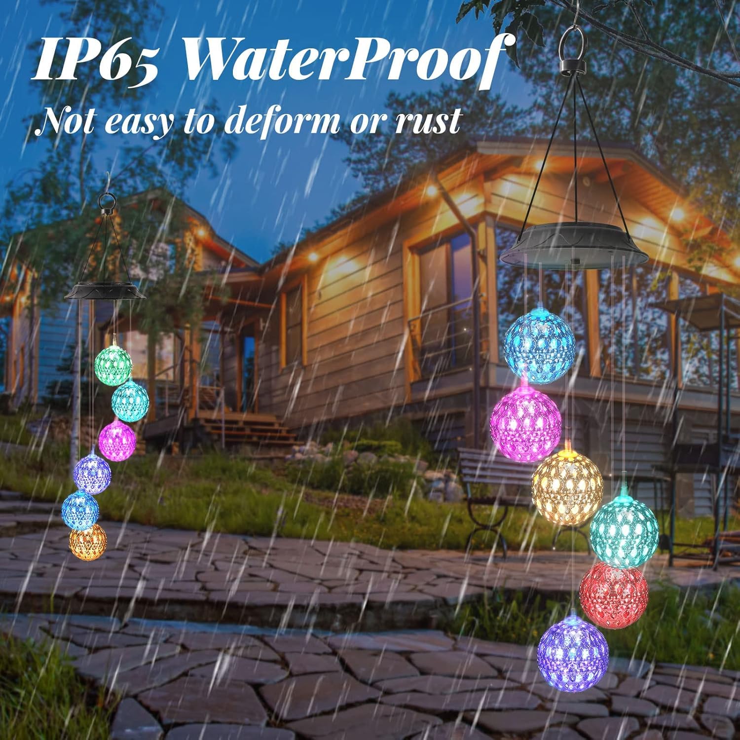 Thumbnail 5 de Solar Wind Chimes for Outside: Gold Ball Garden Decor for Mom, Grandma, and Gardening Lovers