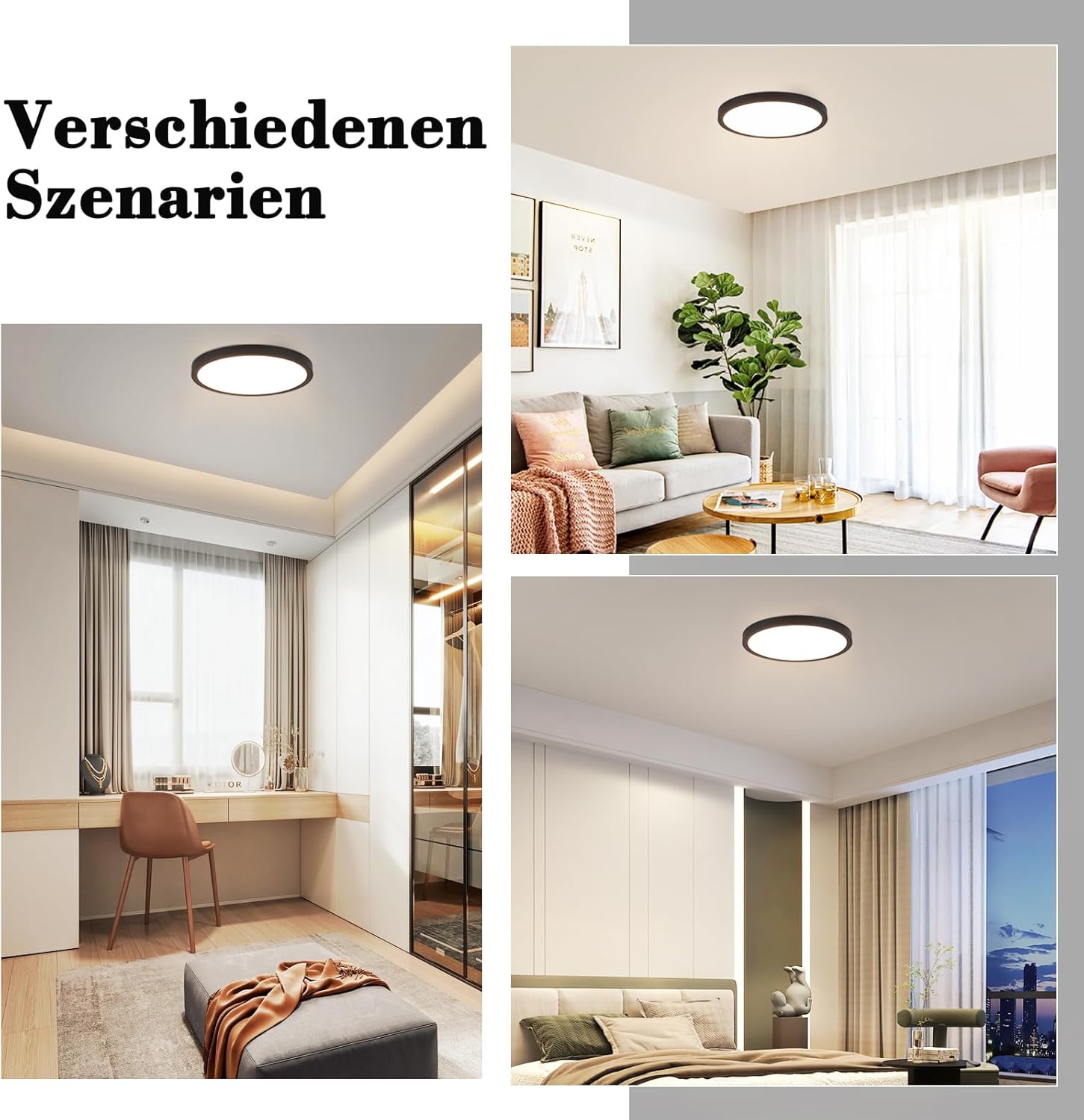 Thumbnail 6 de ZMH Deckenlampe LED Deckenleuchte 30 cm – 24 W, 4000 K, Kunststoff, IP-schutz für Bad, Küche und Flur