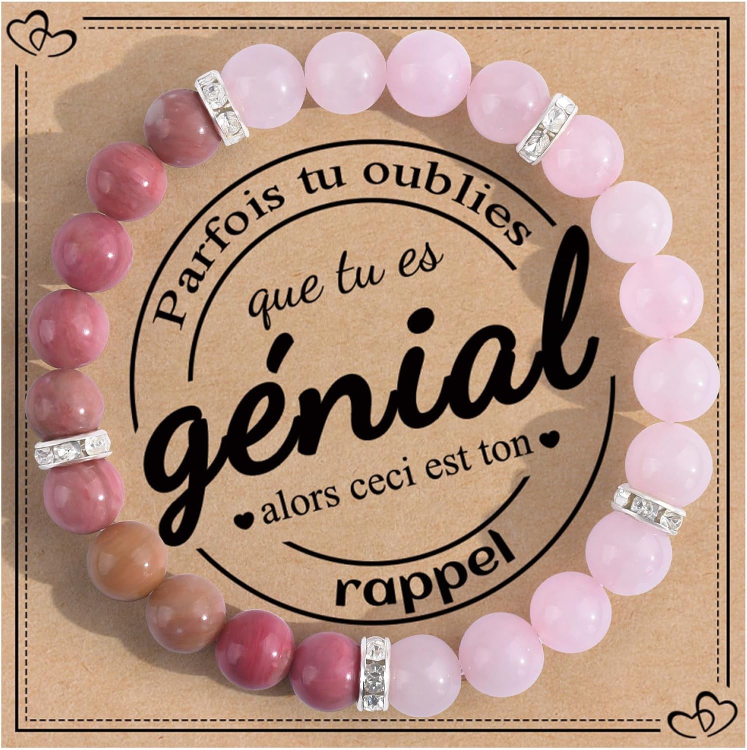 Thumbnail 6 de Seyaa Idee Cadeau Femme, Bracelet Pierre Naturelle avec Pendentif Cœur et Pomme – Élan de Vitalité